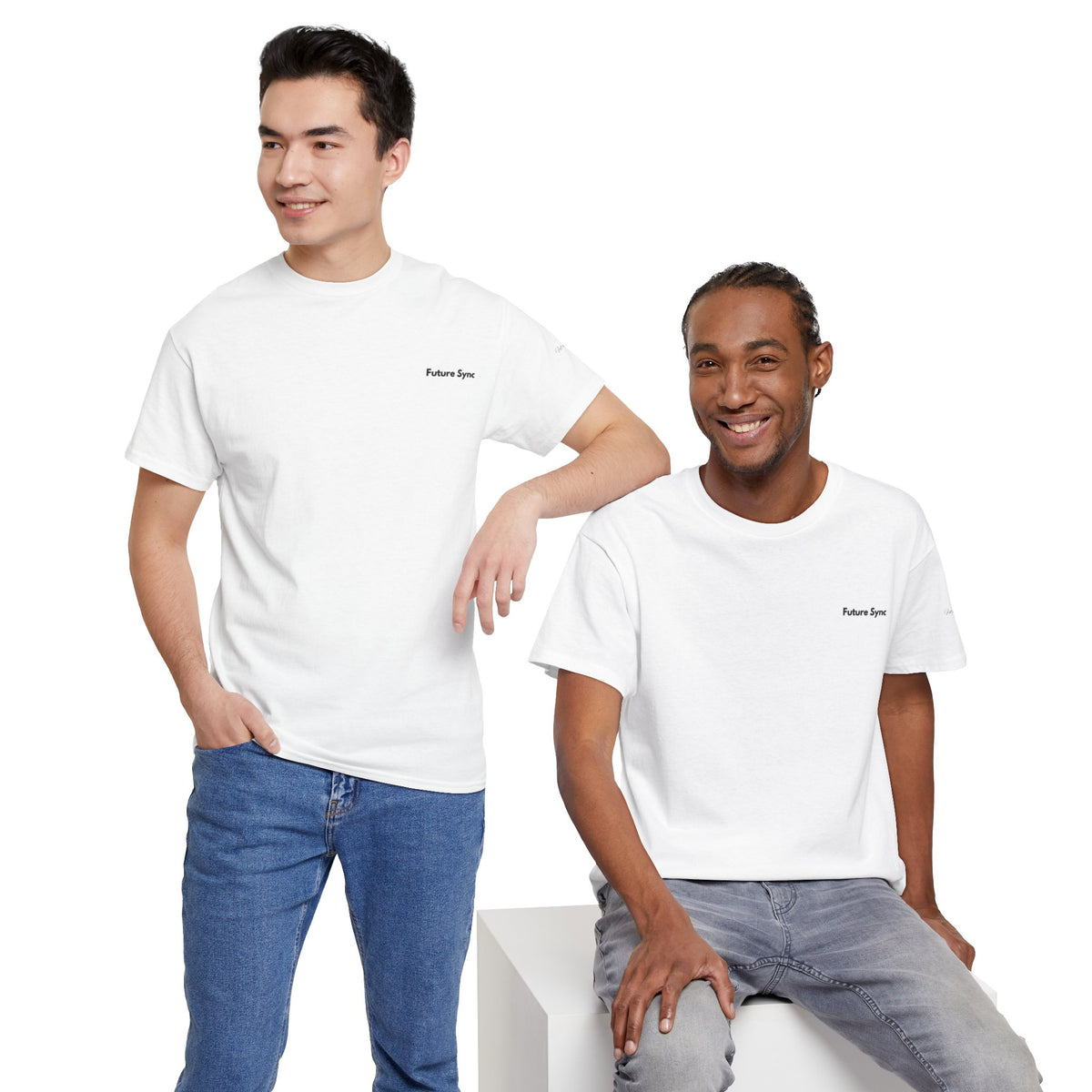 Camiseta de algodón grueso estándar Future Sync | Ropa urbana de estética minimalista