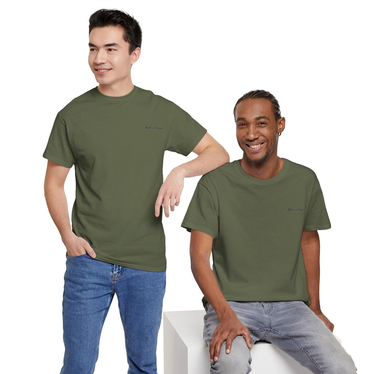 Camiseta de algodón grueso estándar Future Sync | Ropa urbana de estética minimalista