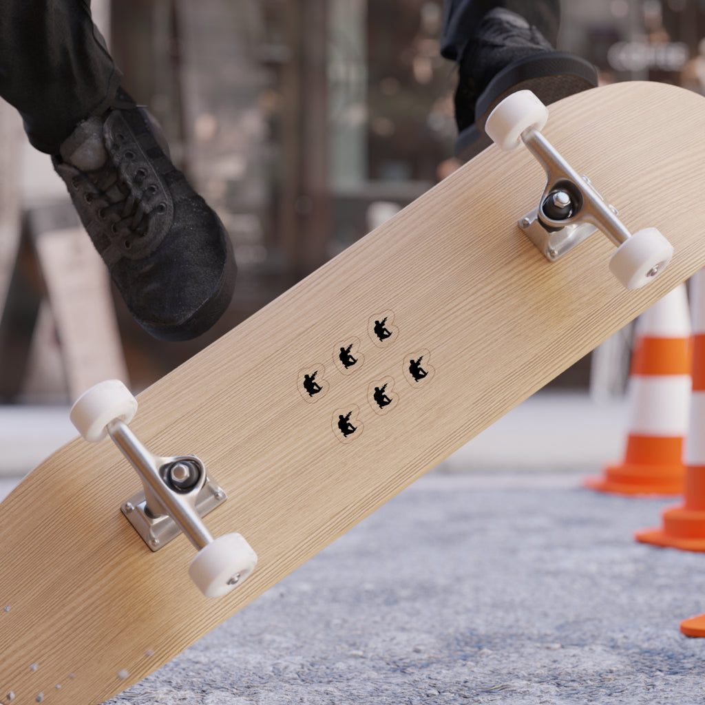 Skateboard with 'FREEDOM' branding held by a person, with traffic cones in the background.
