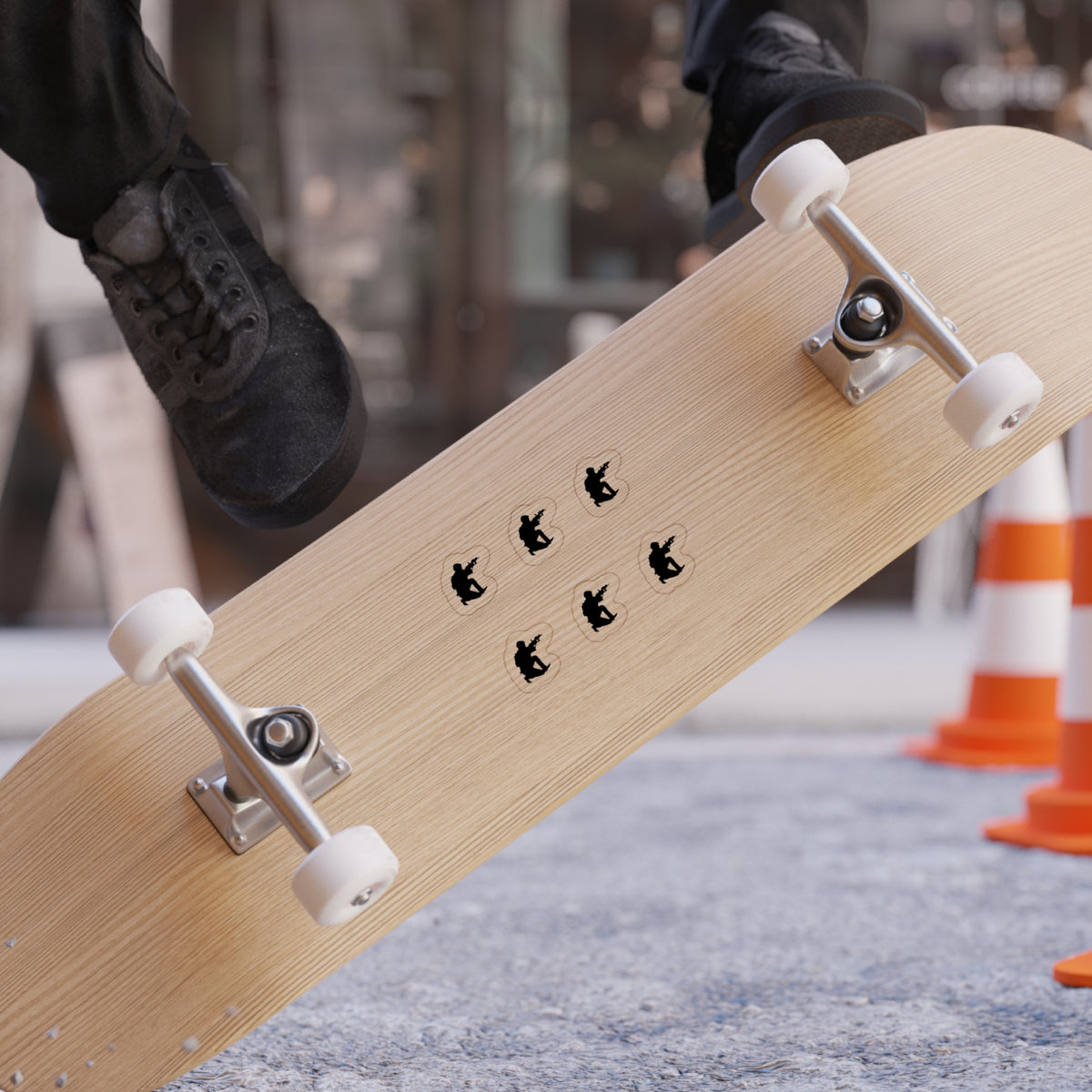 Skateboard with 'Cool is the new kind' design on a blurred background
