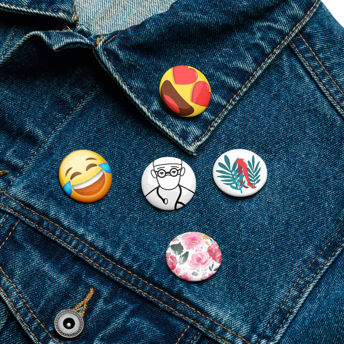 Set de pines de emojis lindos y estéticos (5 piezas)